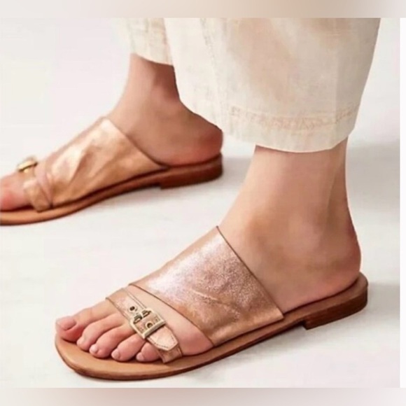Free People Shoes - Free People Metallic Rose Sandals